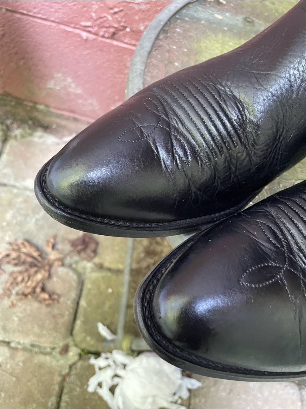 Nocona Vintage Black Cowboy Boots Size 10.5 - Picture 10 of 14